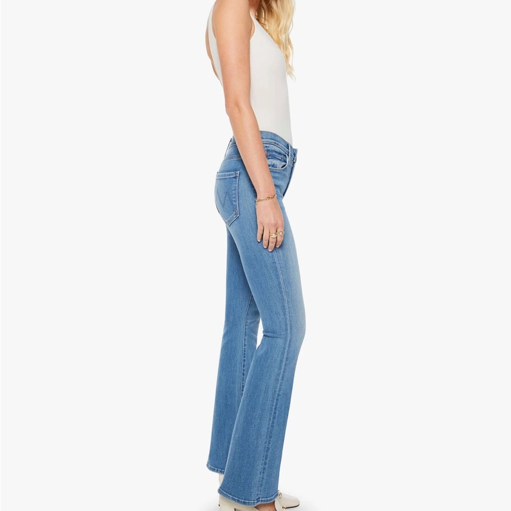 MOTHER (The Weekender) Medium Blue High-Rise Flare Jeans
